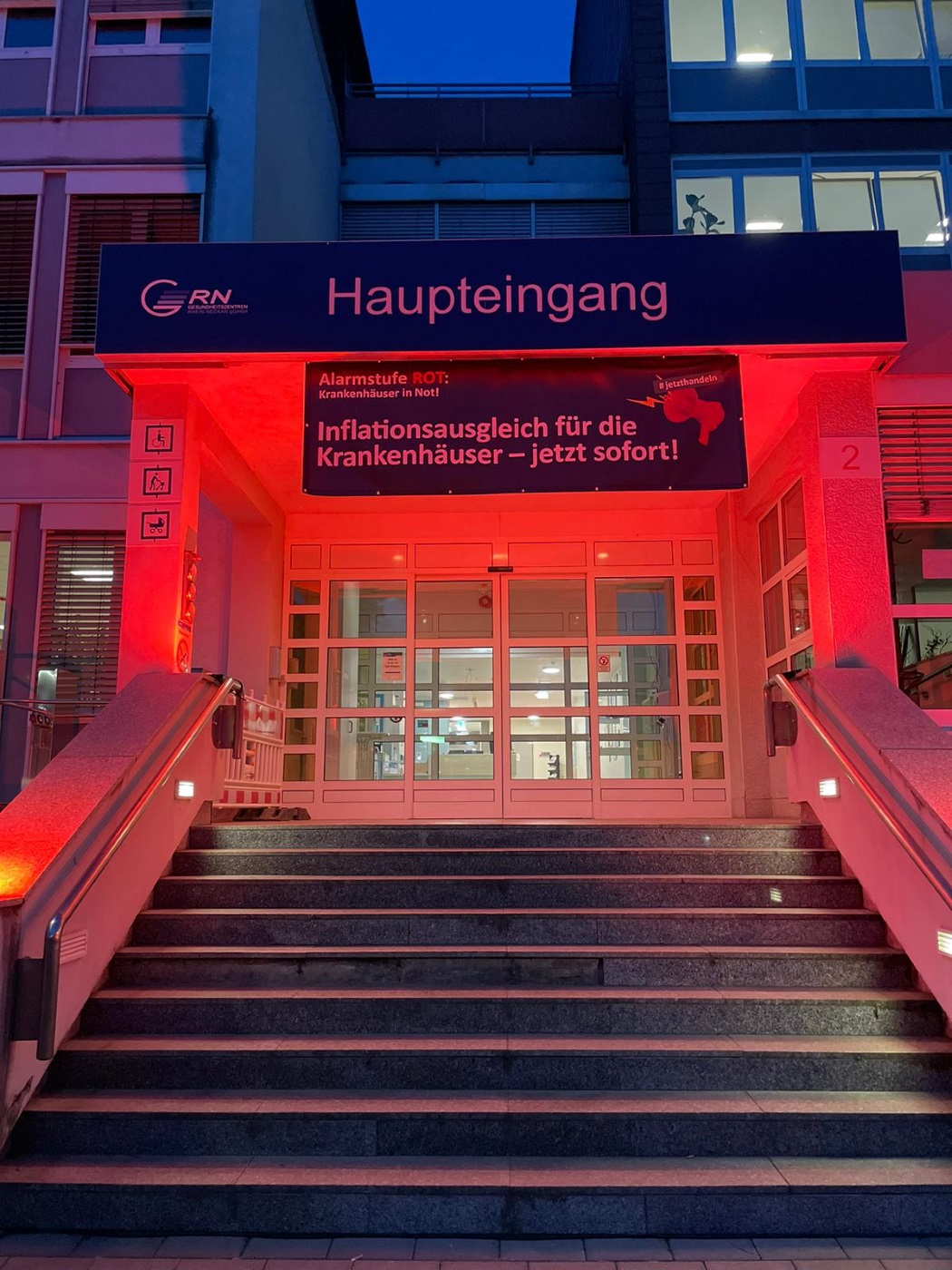DKG-Aktion "Alarmstufe Rot - Krankenhäuser in Not" in den GRN-Kliniken, GRN-Klinik Eberbach